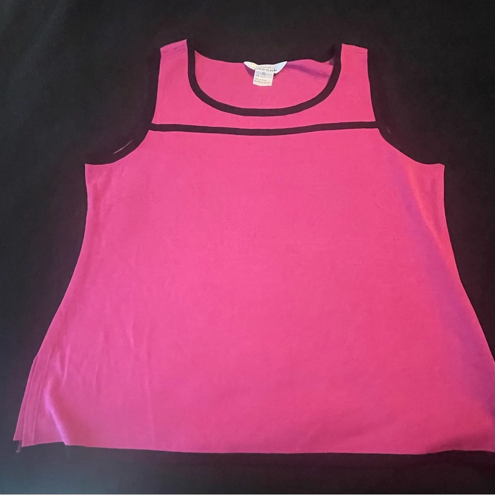 Misook women’s pink tank top black trim vintage size XL - Picture 2 of 8